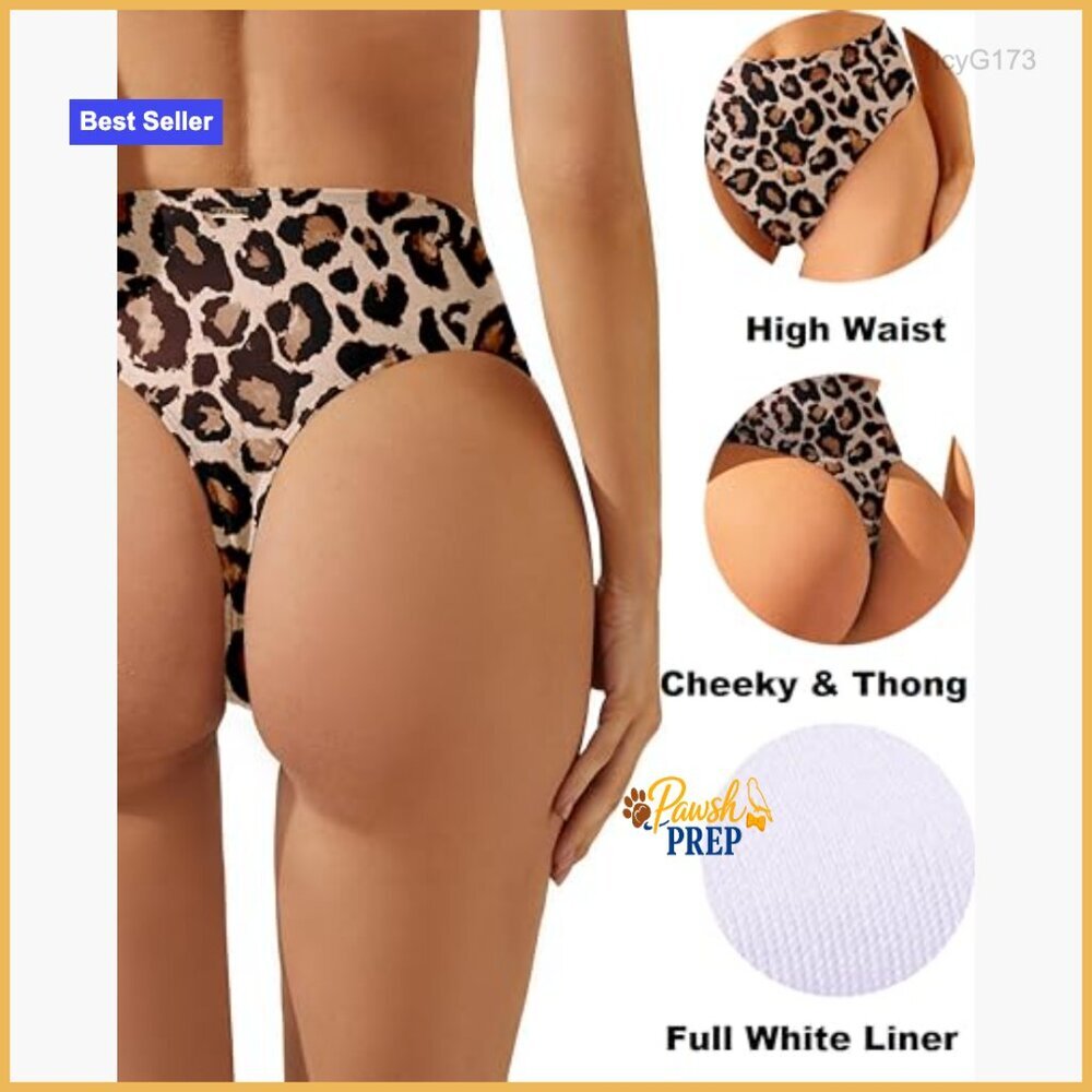High Waist Thong Bikini Bottoms Cheeky Brazilian Swimwear High Cut - Picture 5 of 7